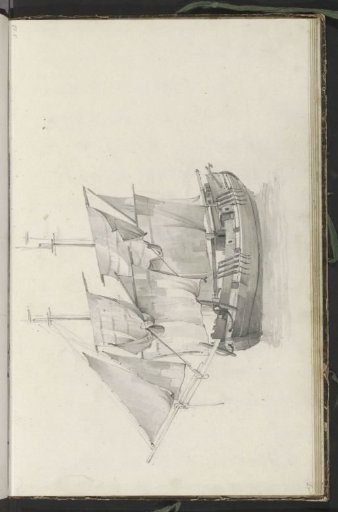 Sailing ship with set sails