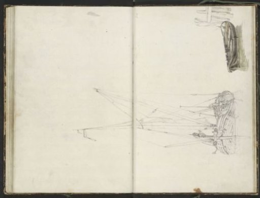Man on a fishing boat and a skiff at a landing place