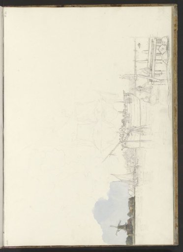 River landscape with sailing ships and a mill