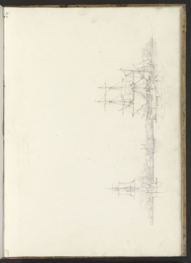 River view with sailing ships near a village