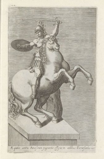 Sculpture of a Roman soldier on horseback