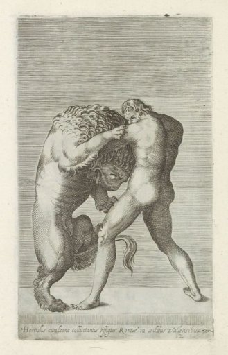 Sculpture of Hercules fighting the Nemean lion