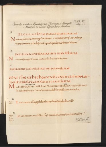 Examples of script in the Manuscript of the Four Gospels from the 10th century, from the abbey of Egmond