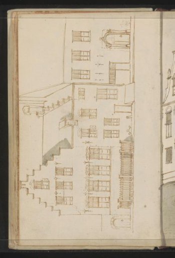 House with a stepped gable in a street