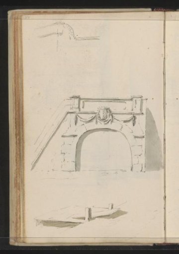 Jetty, bridge with a coat of arms and a cornice