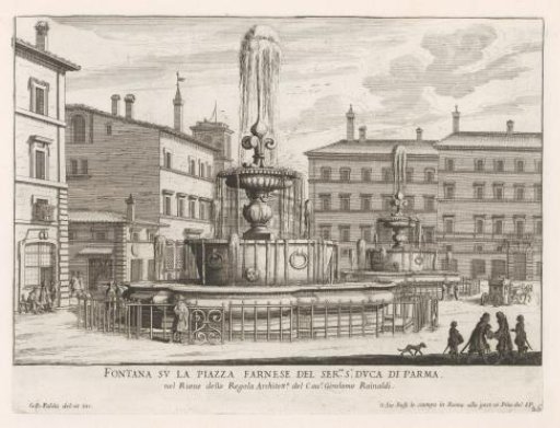 Fountains on Piazza Farnese in Rome