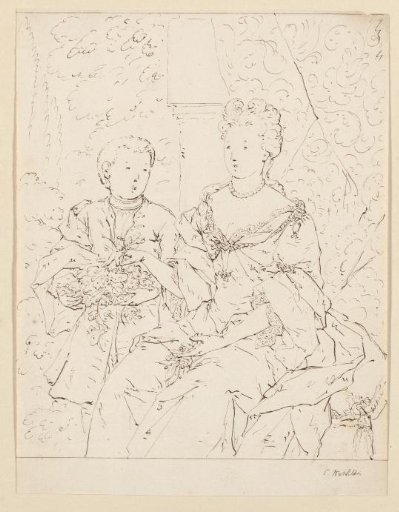 Portrait of a Woman and Boy with Flowers