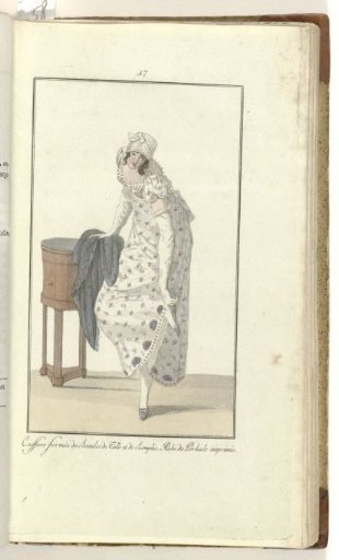 Elegance, or Journal of Fashion, Luxury, and Taste for Ladies, September 1808, No. 57: Hairstyle Formed of Tulle Bands...