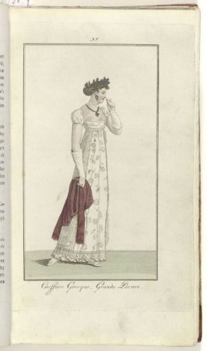 Elegantia, or Journal of Fashion, Luxury, and Taste for Ladies, February 1808, No. 35: Greek Coiffure...