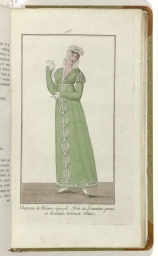 Elegance, or Journal of Fashion, Luxury, and Taste for Ladies, November 1809, No. 93: Pin-embroidered Velvet Hat...