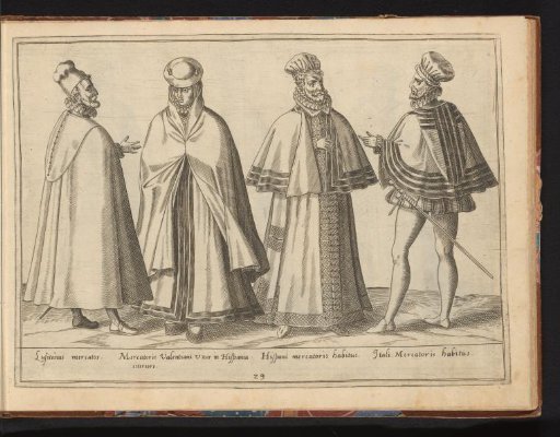 Three men and a woman, dressed according to the Spanish and Italian fashion of ca. 1580
