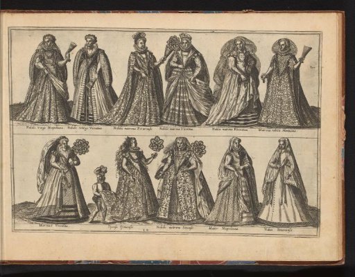 Eleven women, dressed according to the Italian fashion of ca. 1580