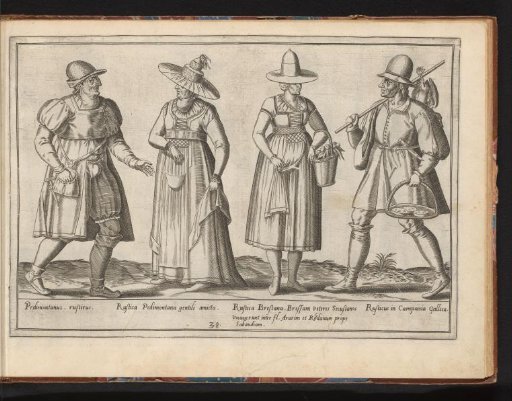 Four peasants, dressed according to the Italian fashion of ca. 1580