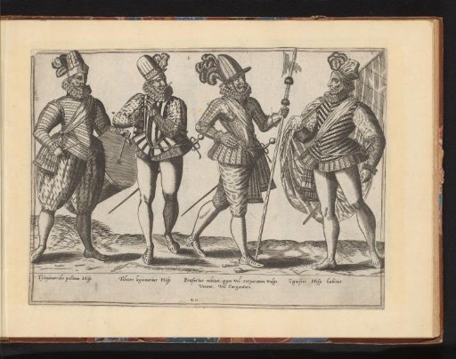 Four Spanish soldiers, dressed according to the fashion of ca. 1580