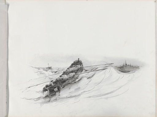 Rowboat on a stormy sea