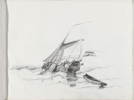 Capsized sailing ship