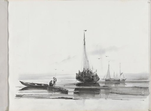 Barge off a coast