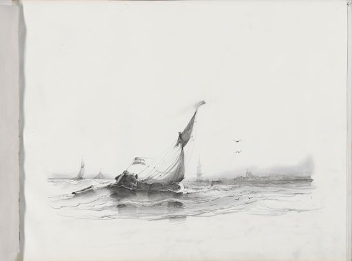 Sailing ship on a stormy sea