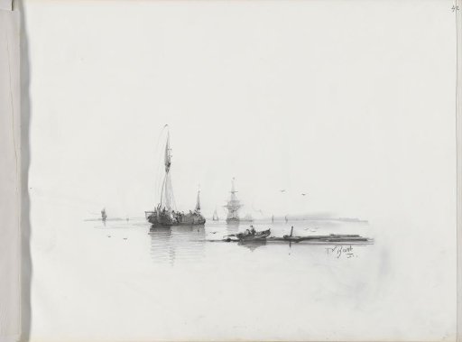 Moored sailing ships