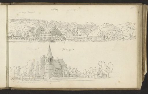 Vista with village Ubbergen and village view in Persingen with church
