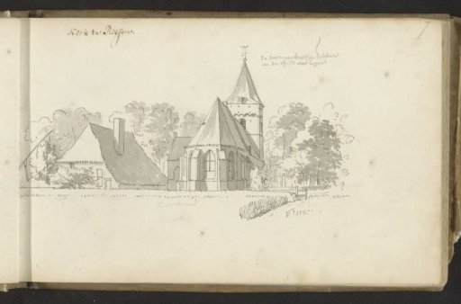 Village view in Ressen with church and cornfield