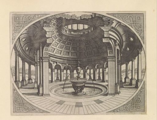 Round temple with a central basin and fountain