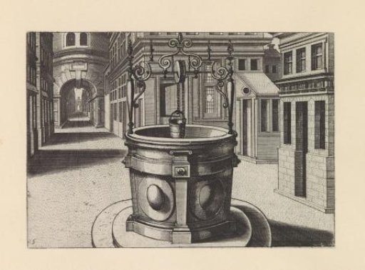 Street and Round Well with a Metal Canopy