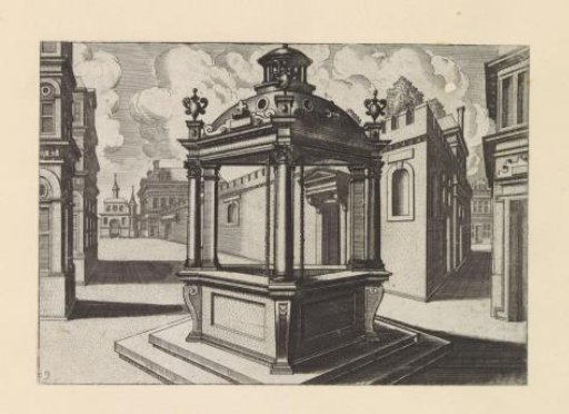 Triangular well with a dome on a small square