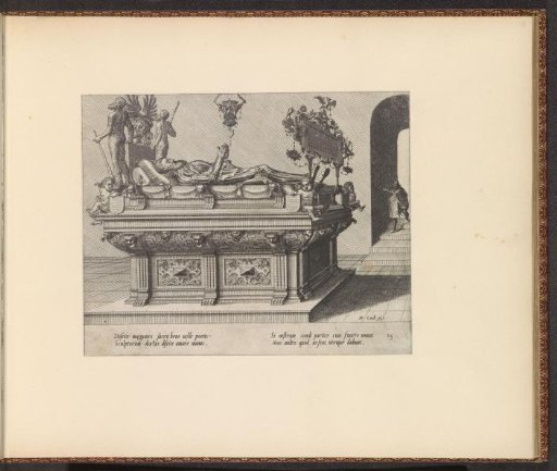 Freestanding monumental tomb for a man, with two wild men