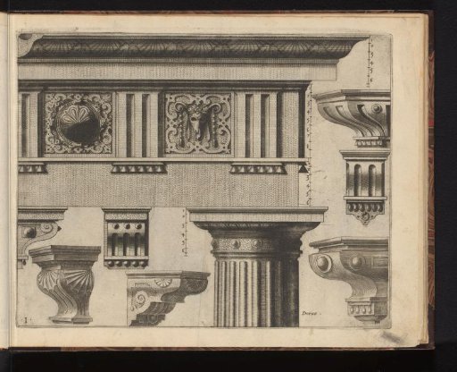 Doric entablature and seven consoles