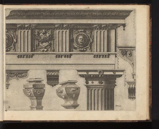 Doric entablature and six consoles