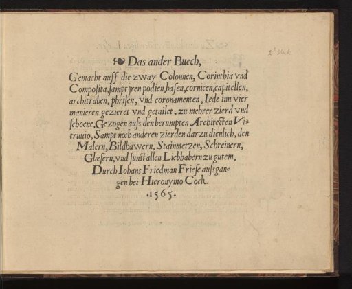 Title page for: Das ander Buech gemacht auff die zway Colonnen, Corinthia und Composita