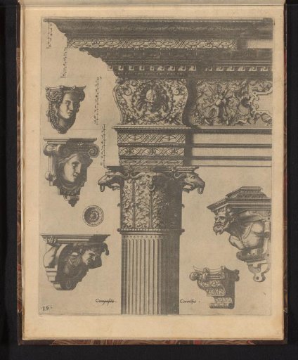 Corinthian capital with rosette and five consoles
