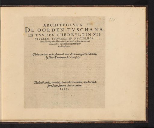 Title page for: Architectura de Oorden Tuschana