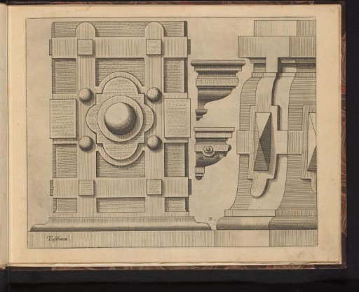 Full and half pedestals and two consoles, in the Tuscan Order
