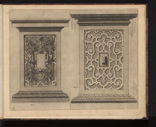 Two pedestals, in the Ionic and Doric Order