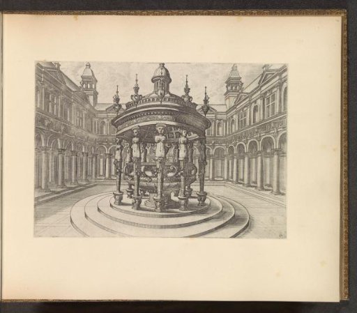 Courtyard with a round fountain