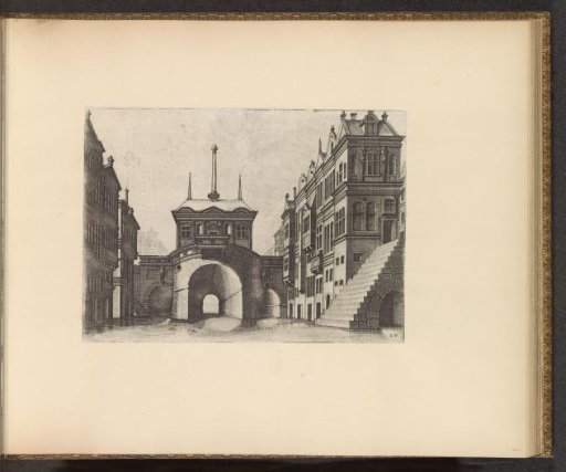 Monumental bridge with a pavilion