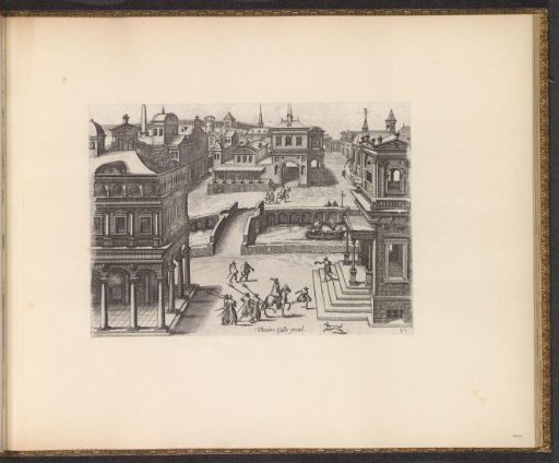City view with a gentleman on horseback