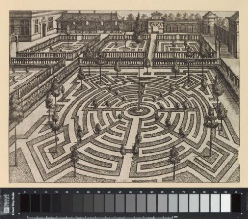 Garden with a Large Round Parterre and Four Smaller Beds