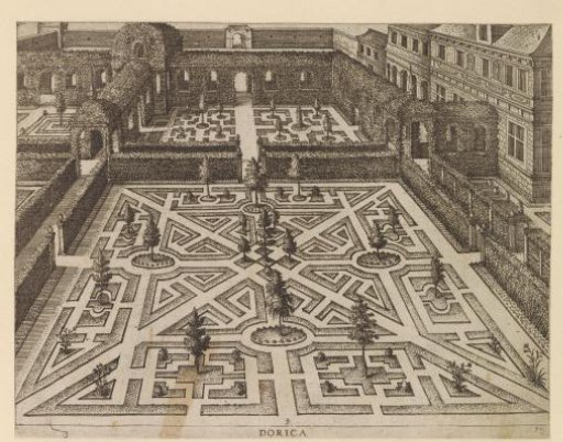 Garden with a parterre and diagonal paths