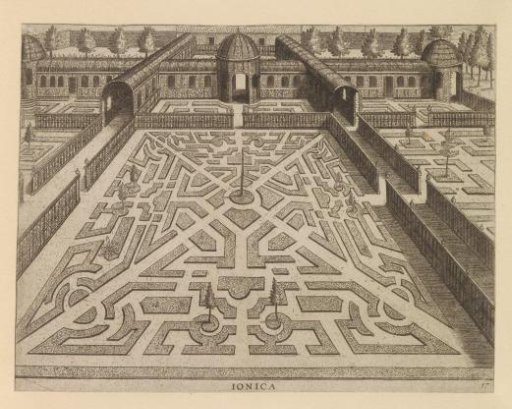 Garden with a parterre and diagonal paths