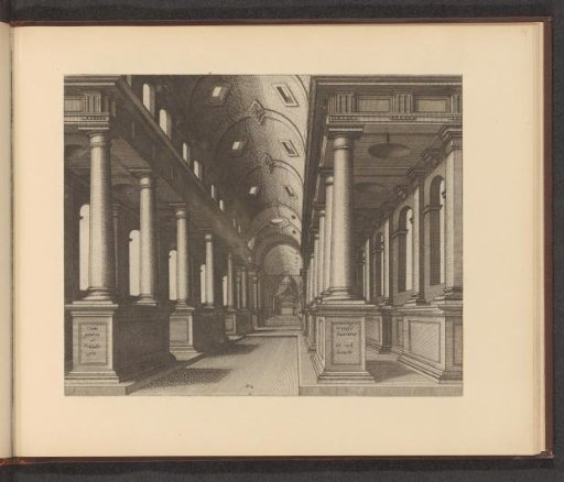 Interior of a church with columns in the Tuscan order
