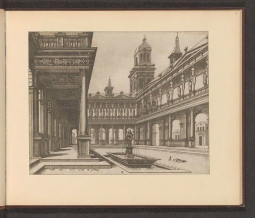 Courtyard with a fountain in a rectangular basin