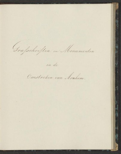 Title page for inscriptions and monuments in the vicinity of Arnhem