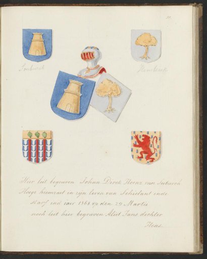 Inscription with coats of arms in the St. John's Church in Gouda