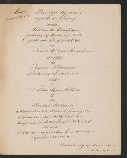 Inscriptions in the Walloon Church in Amsterdam