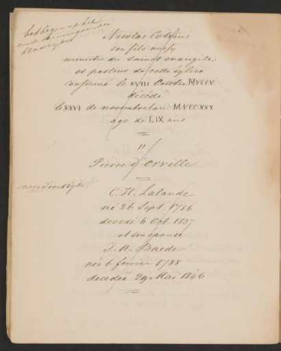 Inscriptions in the Walloon Church in Amsterdam