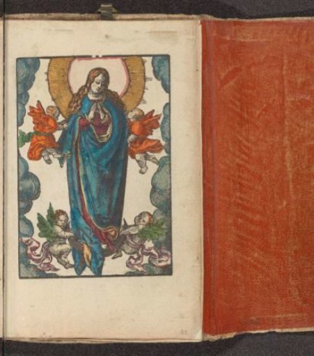 The Virgin Mary as Queen of Heaven standing on the crescent moon