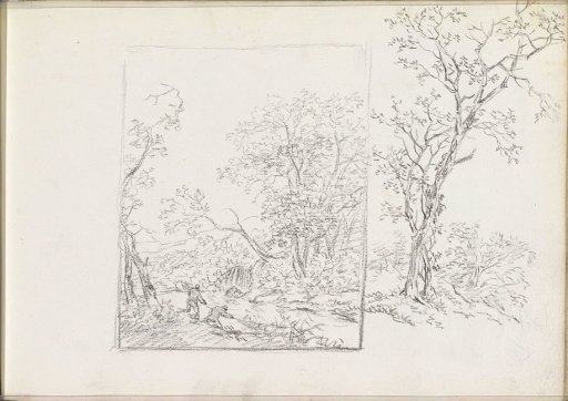 Two Workers in a Landscape with Trees